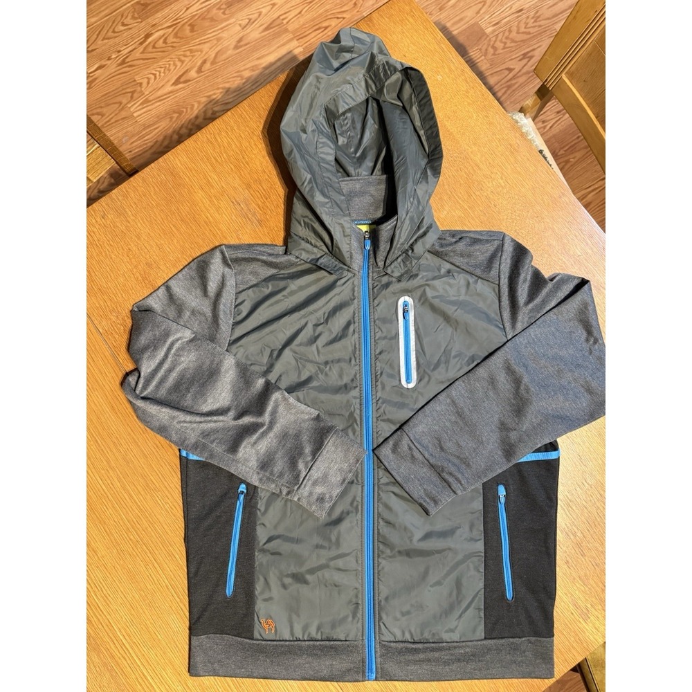 Palm Springs Golf Jacket‎ Mens L 105 Gray Hooded Full Zip Hybrid Sport